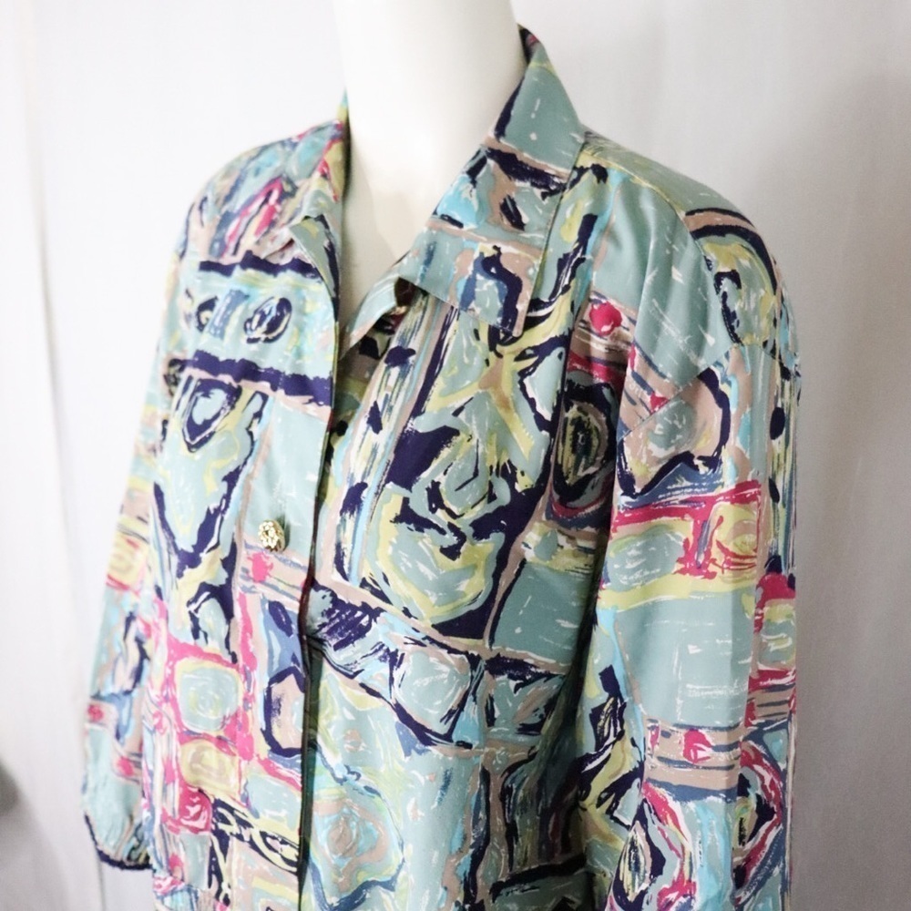 VINTAGE Made in Germany Abstract Jacket Blouse - Picture 7 of 16